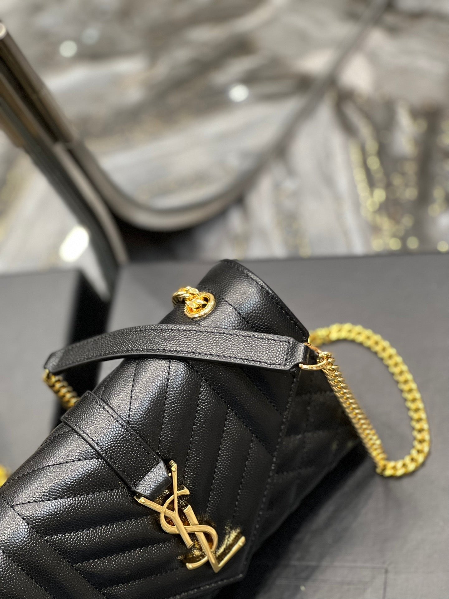 Saint Laurent Small Bag In Mix Matelasse 21cm Black