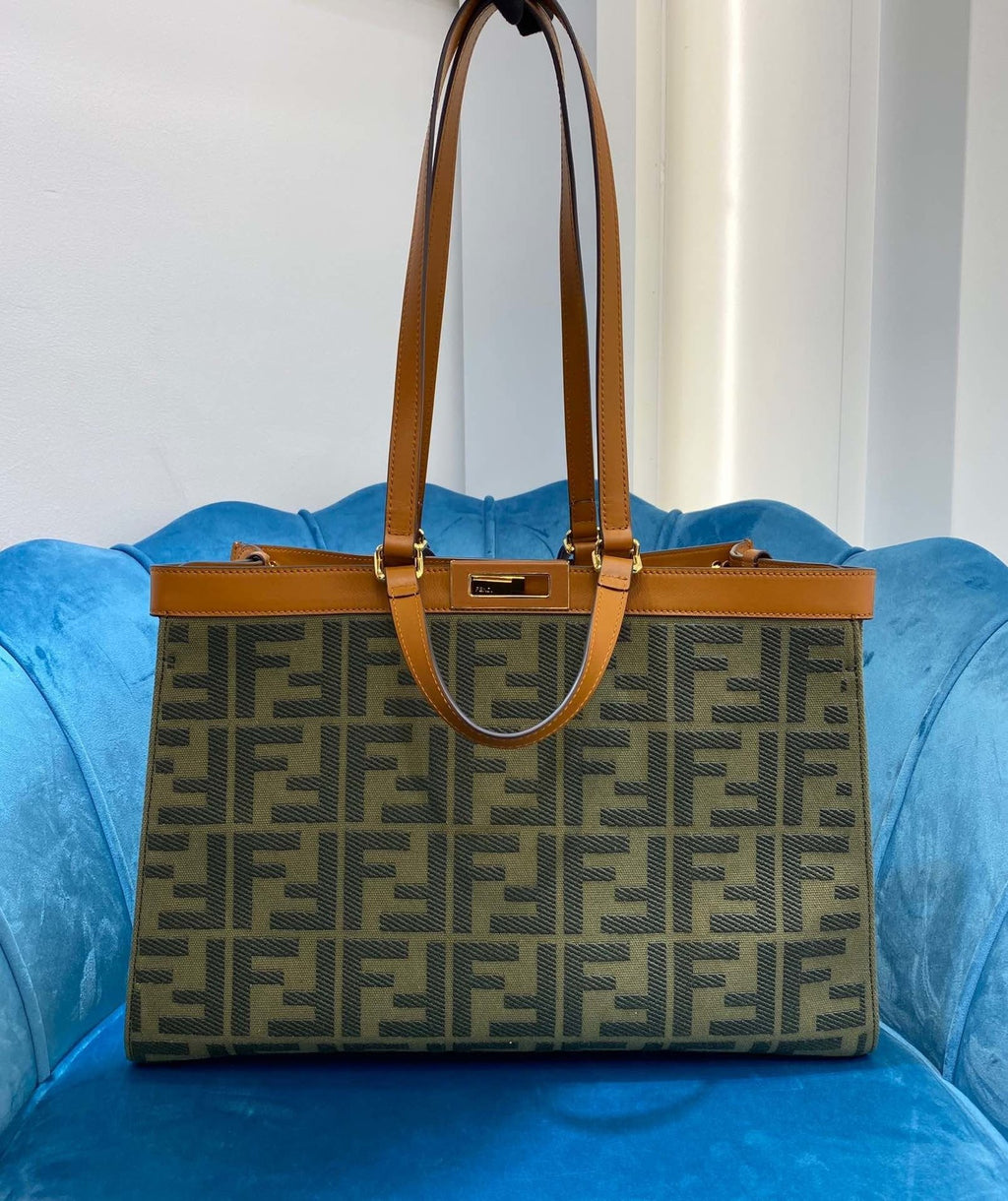 Fendi Logo Shopper Tote Bag Brown