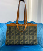 Fendi Logo Shopper Tote Bag Brown