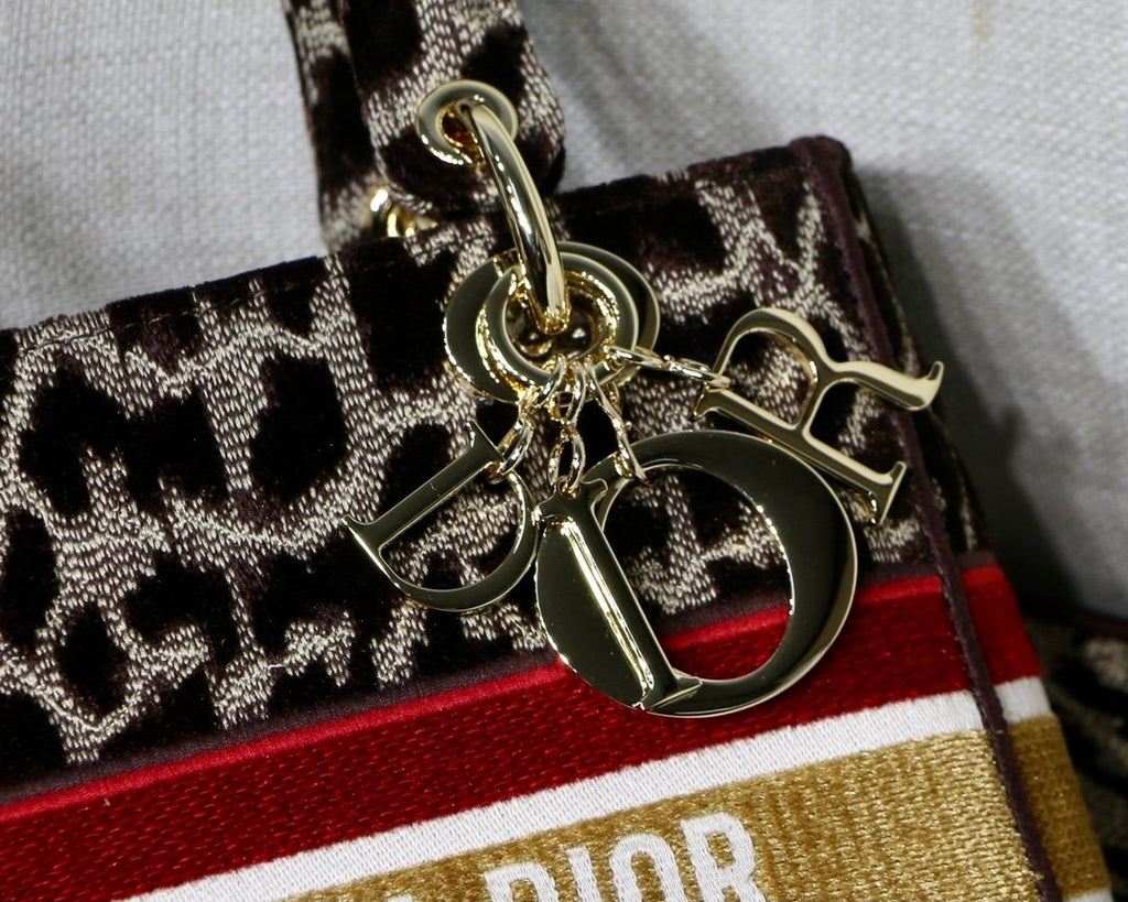 Christian Dior Medium Lady D-Lite Bag 24cm Leopard Brown