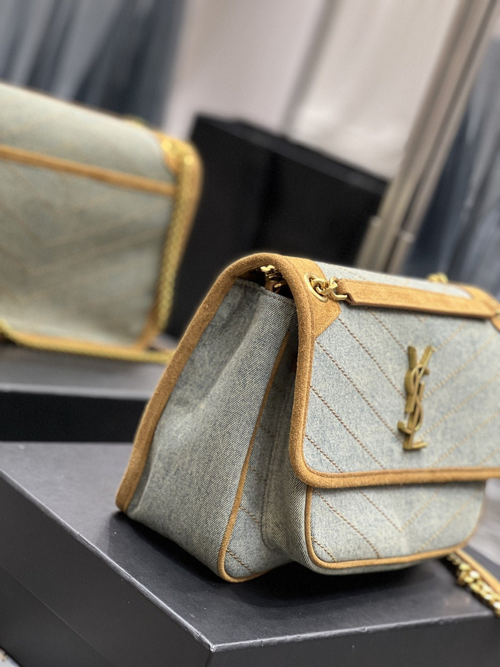Saint Laurent Niki Medium Chain Bag In Canvas For Women 28cm YSL