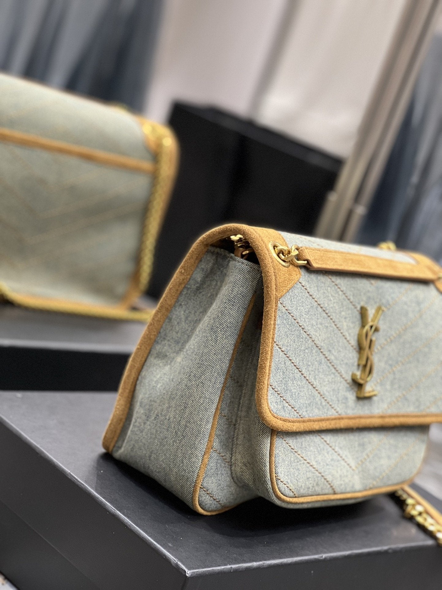 Saint Laurent Niki Medium Chain Bag In Canvas For Women 28cm YSL