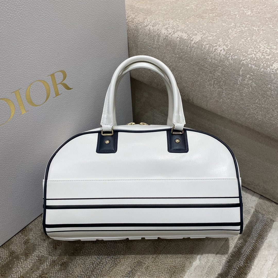 Christian Dior Medium Vibe Zip Bowling Bag 34cm White