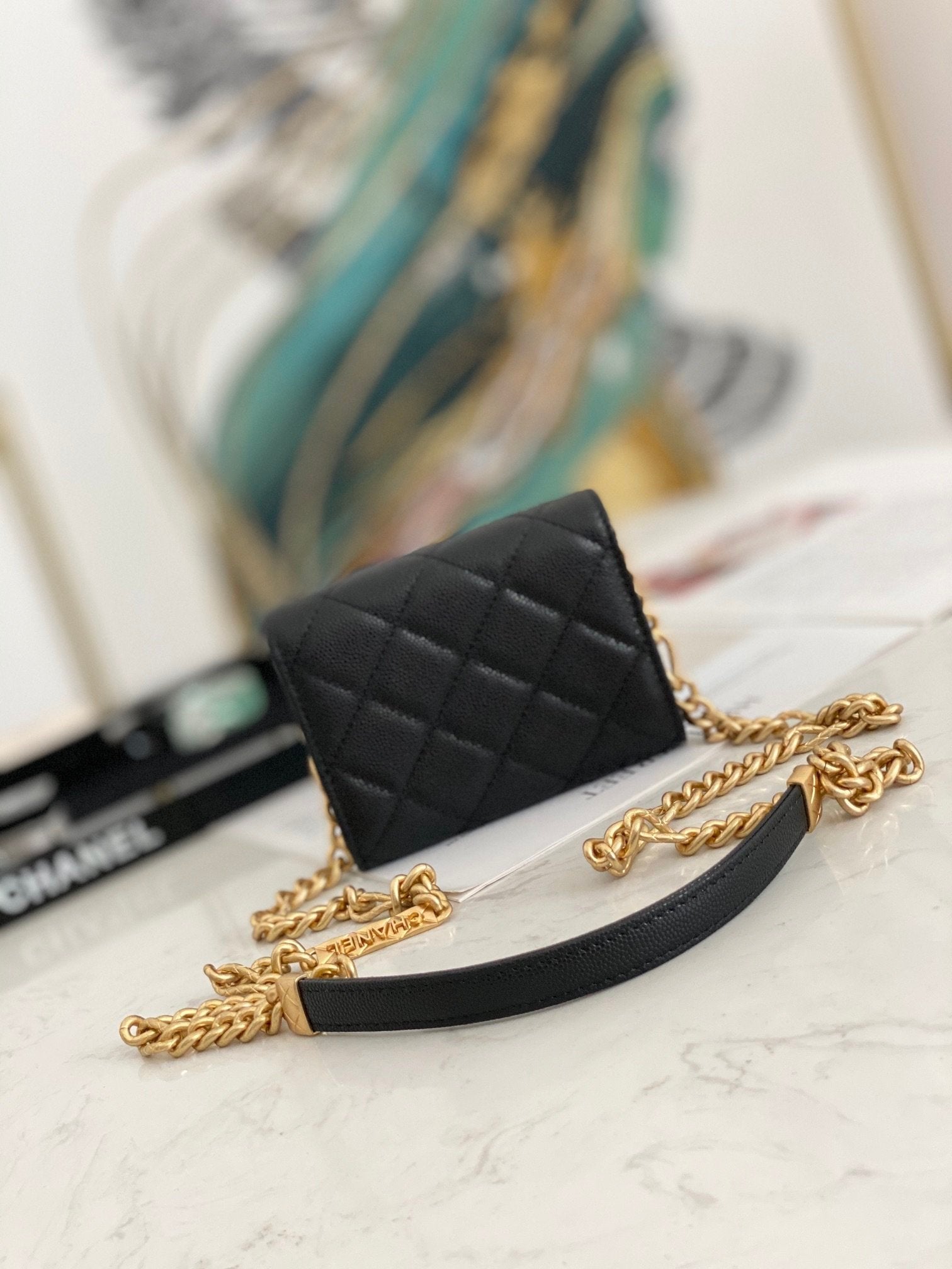 Chanel Flap Bag Mini Gold 12cm Black