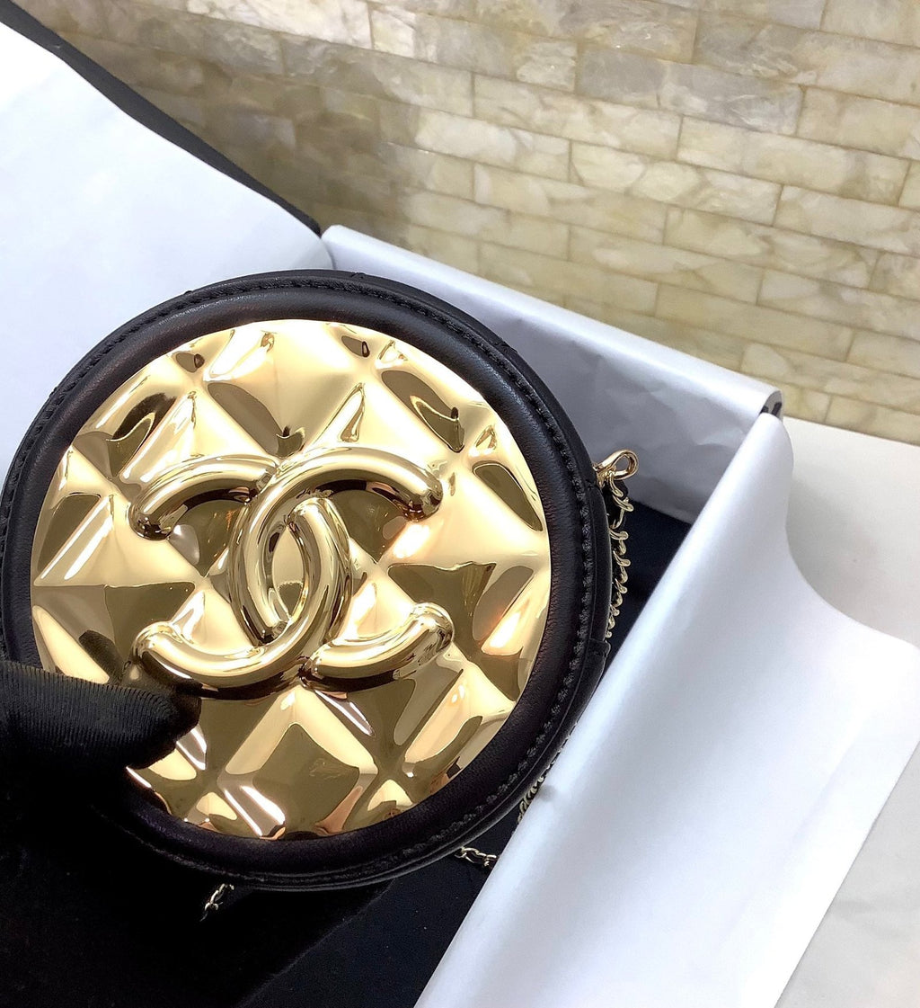 Chanel Round Sling Bag 12cm Gold Toned