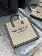 Saint Laurent Rive Gauche North/South Tote Bag In Printed Linen For Women 39cm YSL 632539FAABR9083