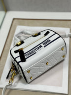 Christian Dior Mini Vibe Zip Bowling Bag 17cm White
