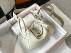 Hermes Lindy Mini White Togo Bag With Gold Hardware For Women, Women’s Handbags, Shoulder And Crossbody Bags 7.5in/19cm