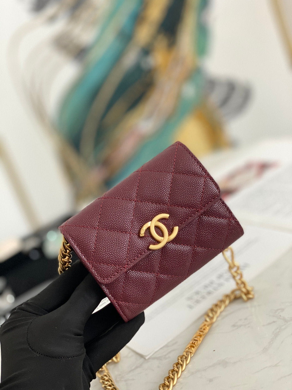 Chanel Flap Bag Mini Gold 12cm Red