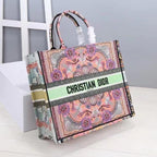 Dior book tote with dioramour graffitiLatte Multicolor Dioramour Graffiti Embroidery Pink
