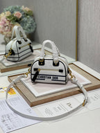Christian Dior Mini Vibe Zip Bowling Bag 17cm White