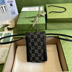 Gucci Horsebit 1955 Mini Bag Black And Ivory GG Denim Jacquard For Women 6.7in/17cm