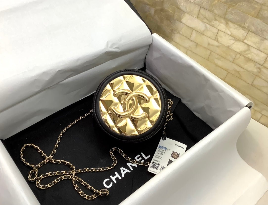 Chanel Round Sling Bag 12cm Gold Toned
