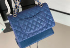 Chanel Classic Flapbag Silver Hardware 26cm Blue