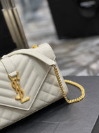 Saint Laurent Small Bag In Mix Matelasse 21cm Beige