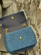 Saint Laurent Niki Medium Chain Bag In Rafia For Women 28cm Blue YSL 633187GG66W4246