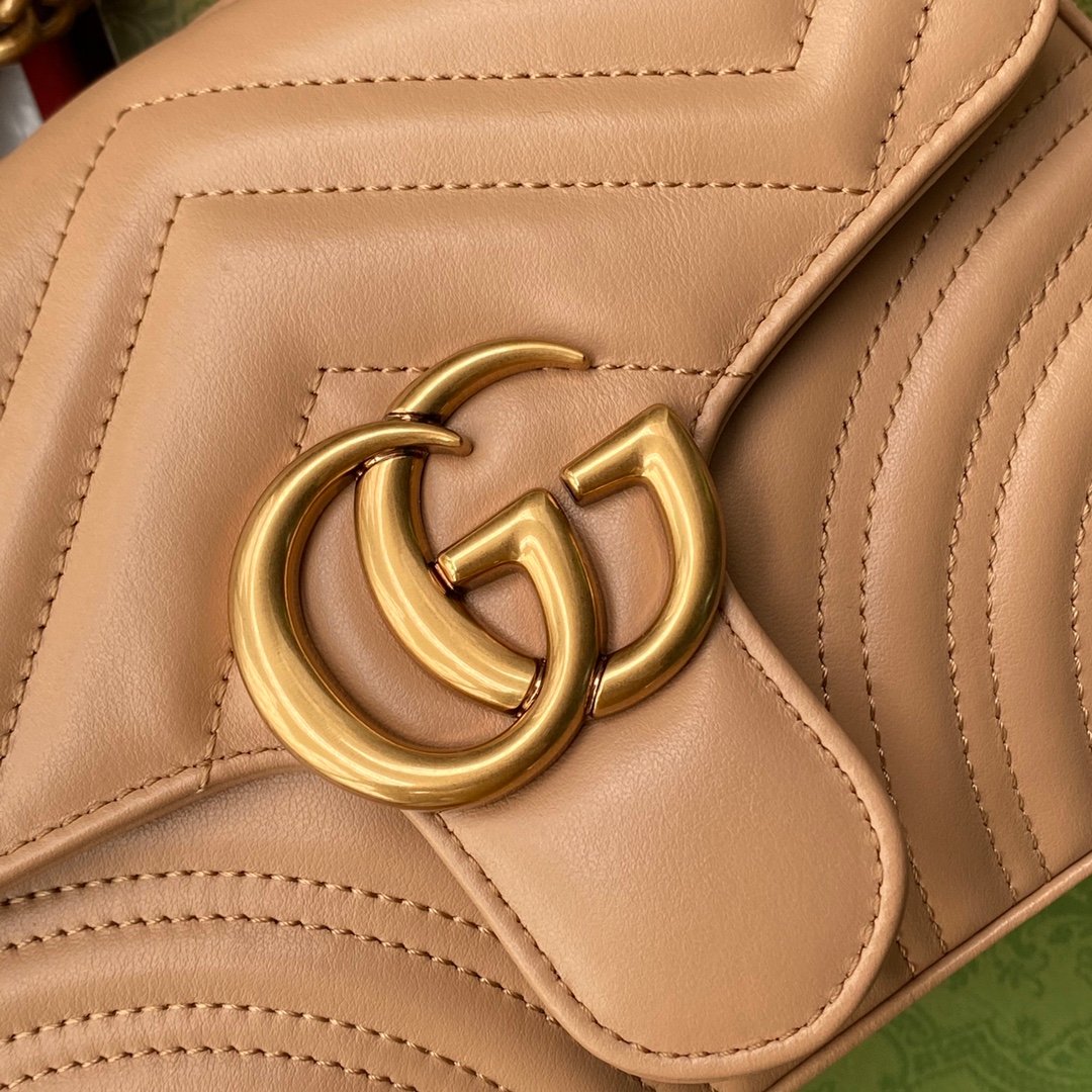 Gucci GG Marmont Mini Top Handle Bag Beige For Women, Women’s Bags 8.3in/21cm