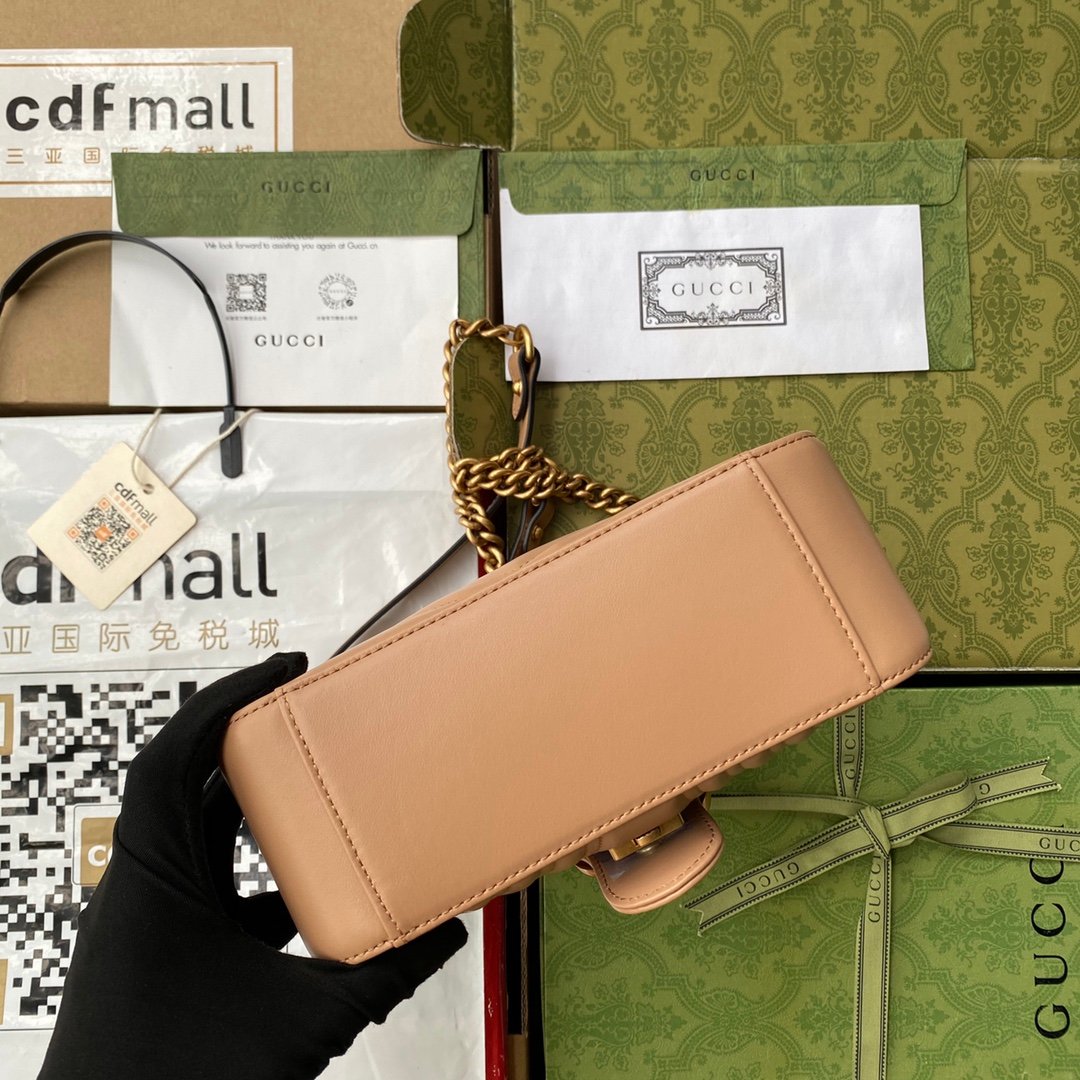 Gucci GG Marmont Mini Top Handle Bag Beige For Women, Women’s Bags 8.3in/21cm