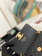 Chanel Flap Bag Mini Gold 12cm Black