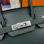 Hermes Birkin Nata Swift Dark Green For Women Silver Toned Hardware 11.8in/30cm