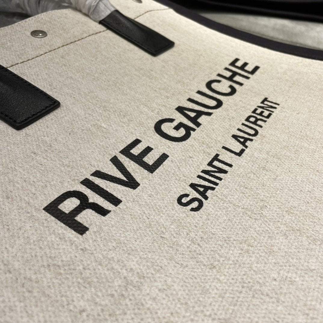 Saint Laurent Rive Gauche North/South Tote Bag In Printed Linen For Women 39cm YSL 632539FAABR9083