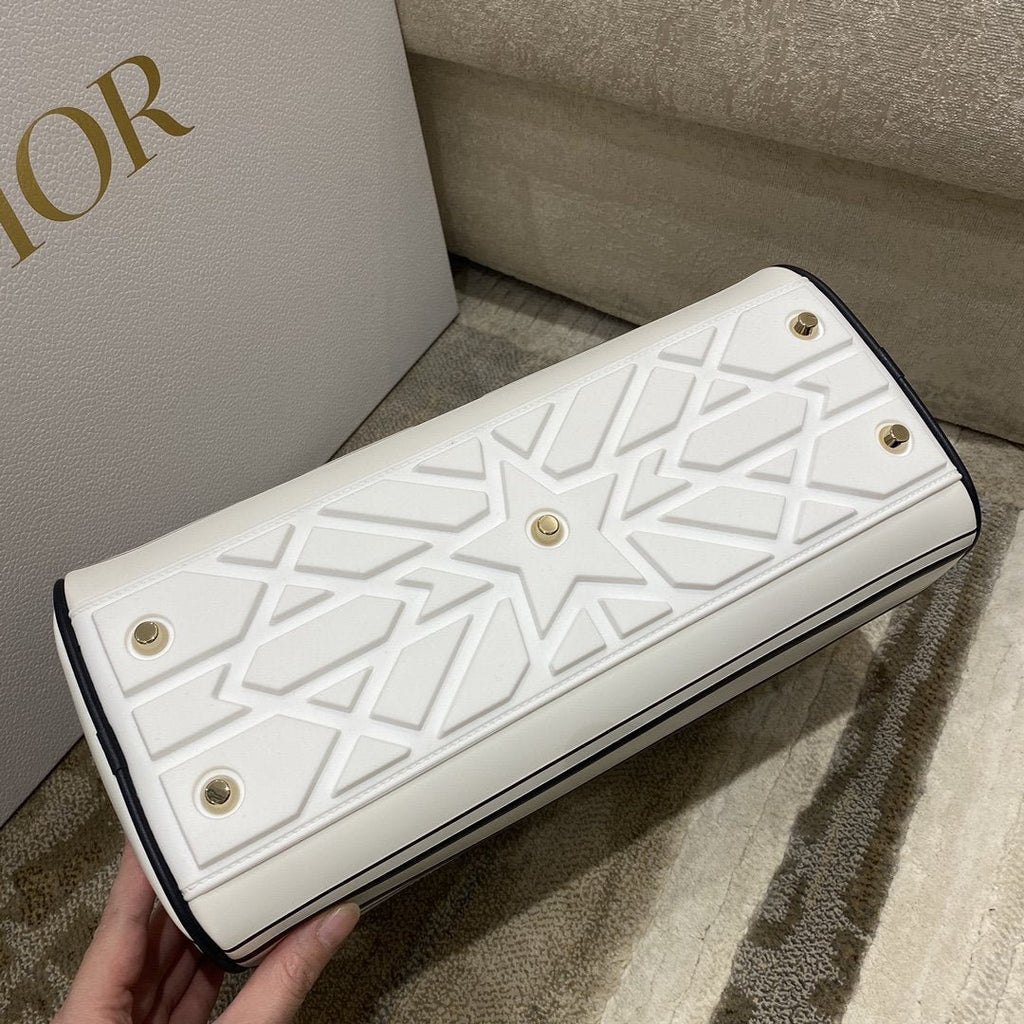 Christian Dior Medium Vibe Zip Bowling Bag 34cm White