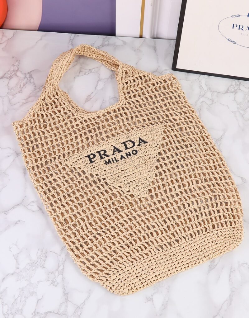 Prada Raffia Tote Bag Beige For Women 1BG424_2A2T_F0018_V_OOO – 20 Inches / 51 Cm
