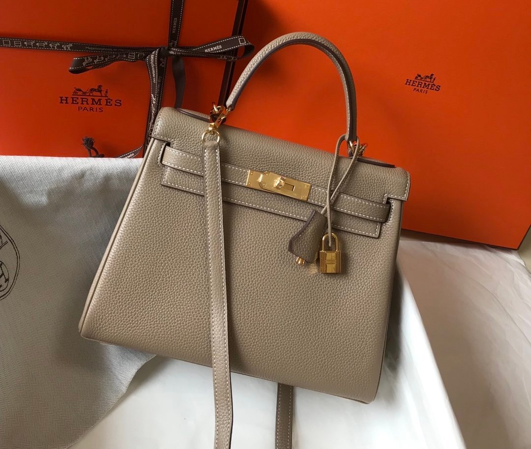 Hermes Kelly 28 Etoupe Togo Bag For Women, Women’s Handbags, Shoulder Bags 11in/28cm