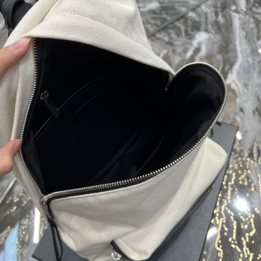 Saint Laurent City Backpack In Canvas Unisex 35cm White