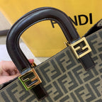 Fendi Medium Vintage Tote Handle Bag 34cm Brown