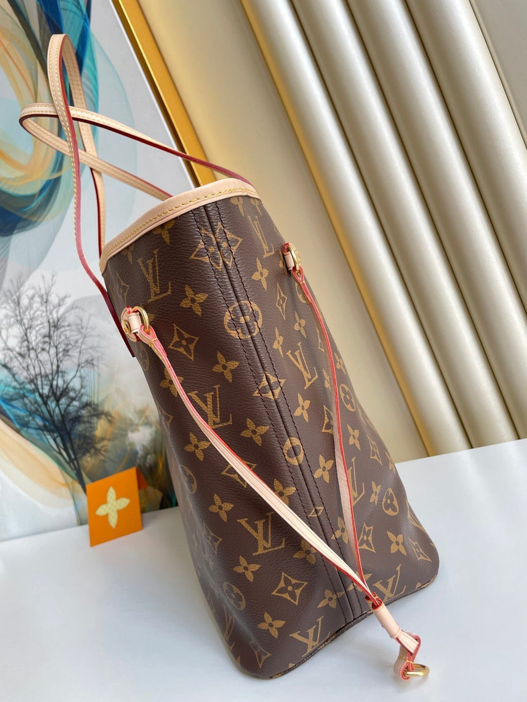 Louis Vuitton Neverfull MM Bag 32cm Damier Azur Canvas Fall/Winter Collection N41361, Red