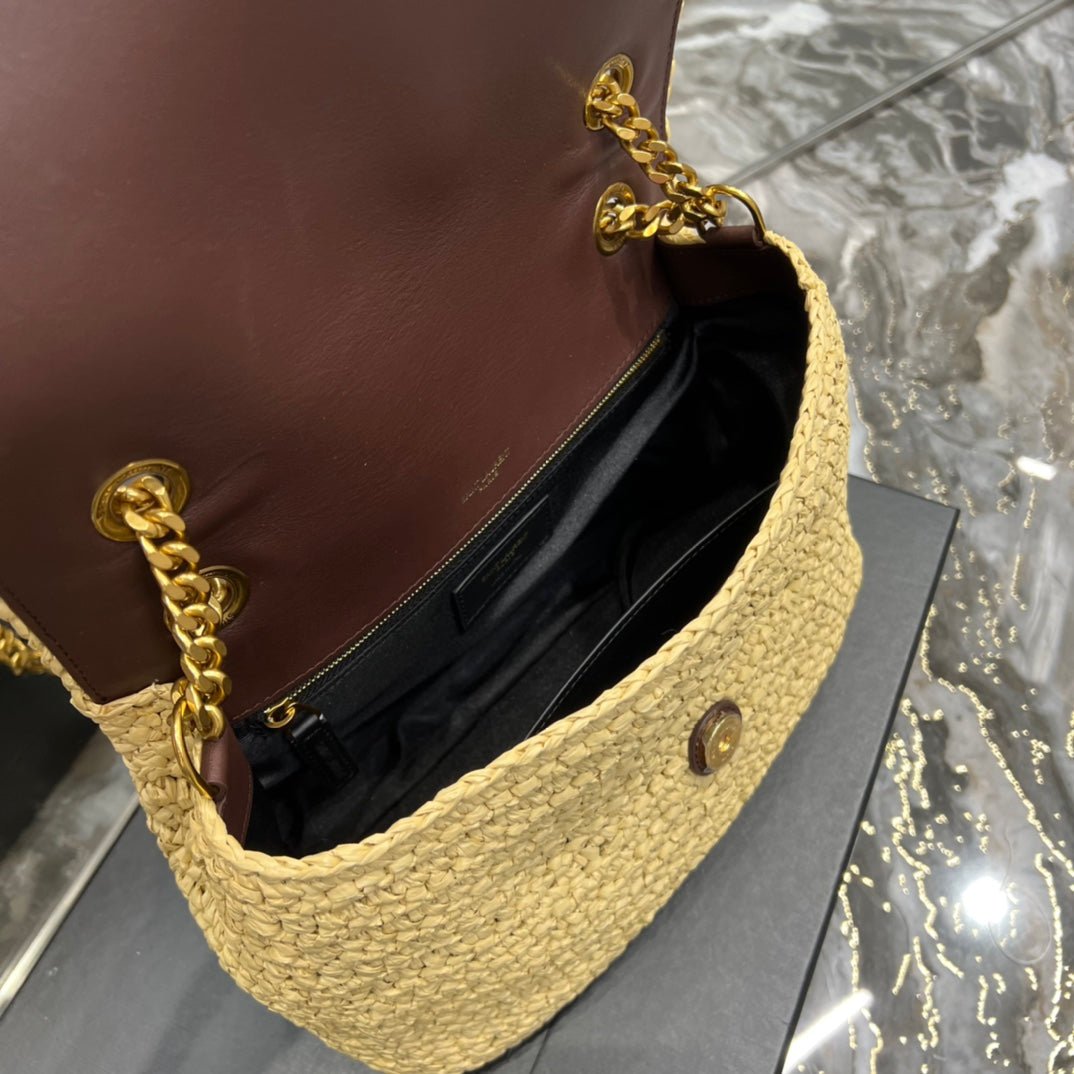 Saint Laurent Niki Medium Chain Bag In Rafia For Women 28cm Brown YSL 633187GG66W7069