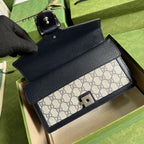 Gucci Dionysus Small GG Shoulder Bag Beige And Blue GG Supreme Canvas For Women 10in/25cm