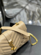 Saint Laurent Small Bag In Mix Matelasse 21cm Beige