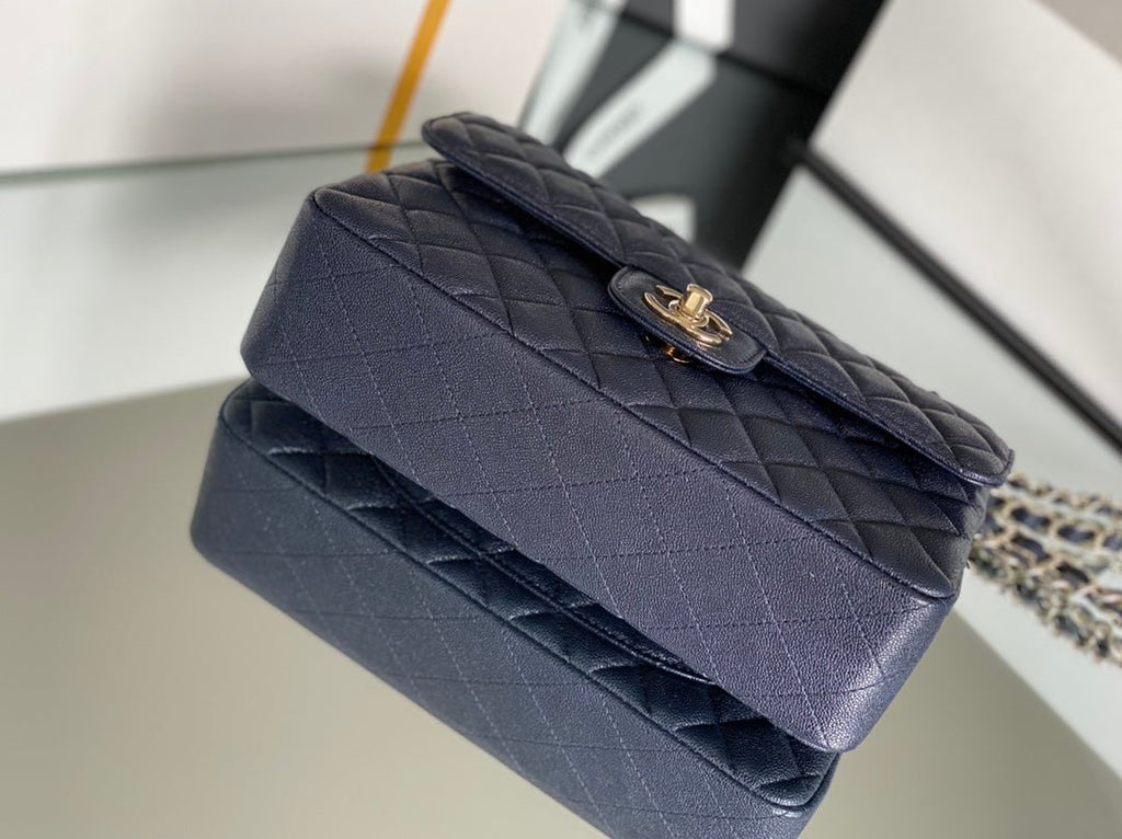 Chanel Classic Flapbag Gold Hardware 26cm Dark Blue