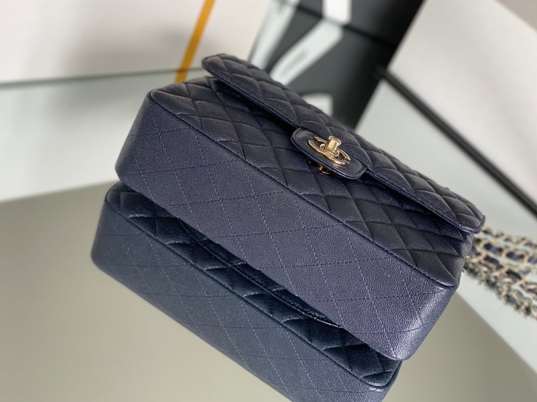 Chanel Classic Flapbag Gold Hardware 26cm Dark Blue