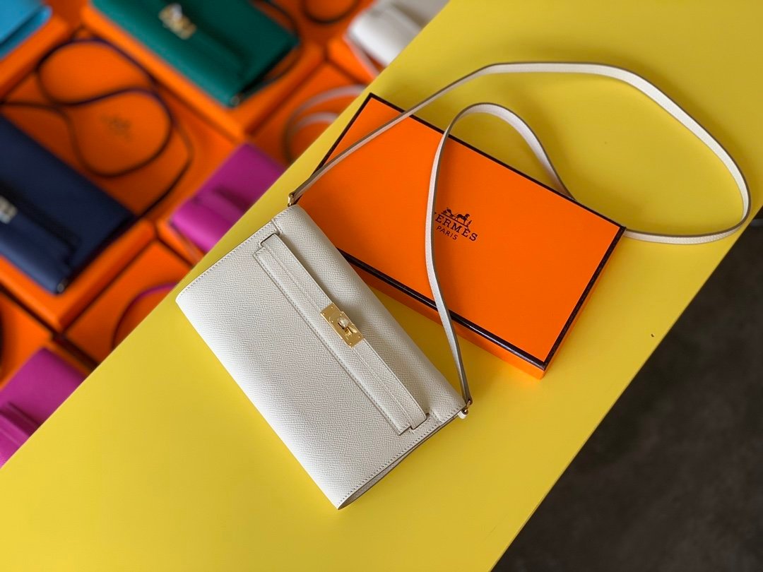 Hermes Kelly Wallet To Go Woc Epsom White For Women, Women’s Wallet 8.3in/21cm