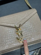 Saint Laurent Cassandra Medium Chain Bag In Grain De Poudre Embossed 22cm Nude