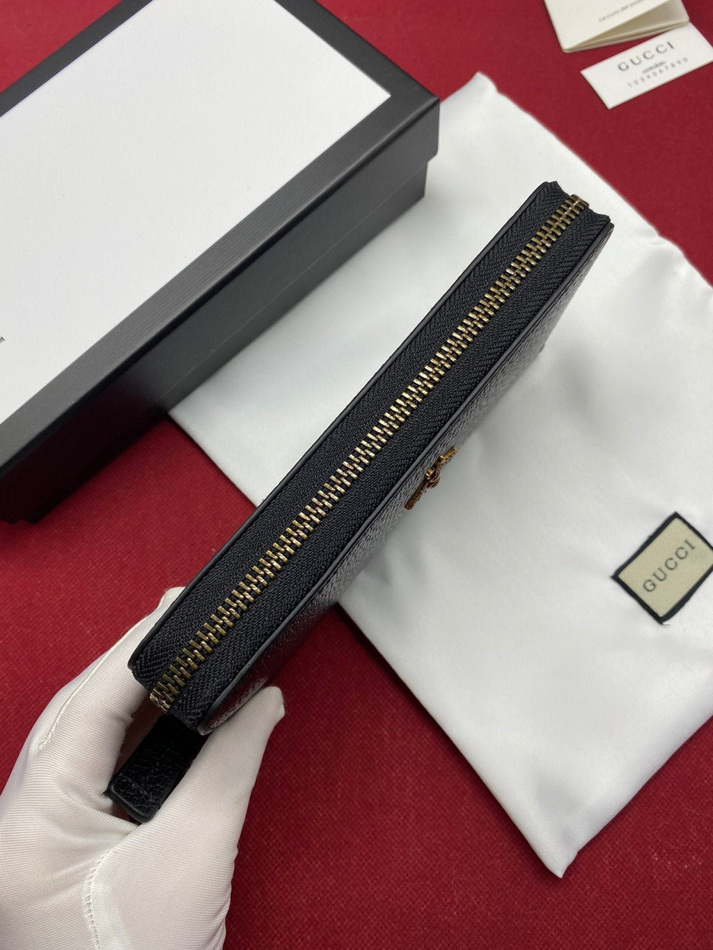 Bee Detailed Hammered Leather Black Clutch 19cm