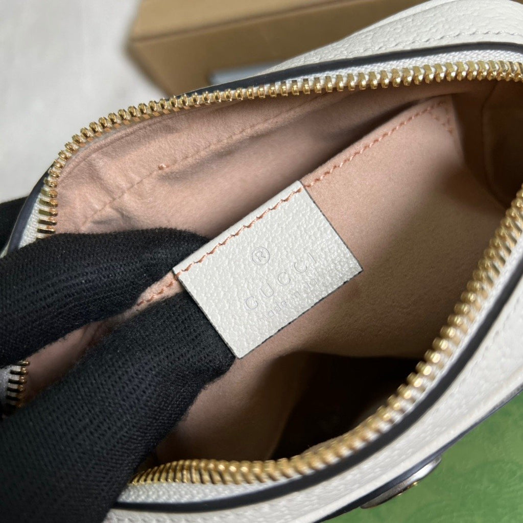 Gucci Ophidia Mini GG Bag Beige And Ebony GG Supreme Canvas, With White For Women 7in/17.5cm