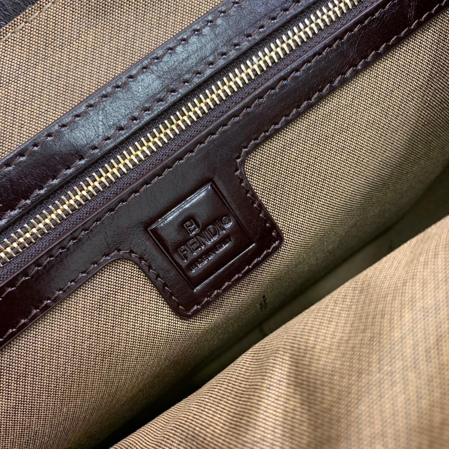 Fendi Medium Vintage Tote Handle Bag 34cm Brown