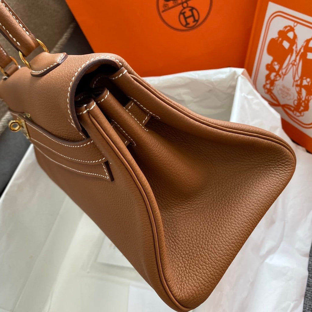 Hermes Shoulder Kelly CK37 Brown For Women Gold Color Hardware 16.5in/42cm