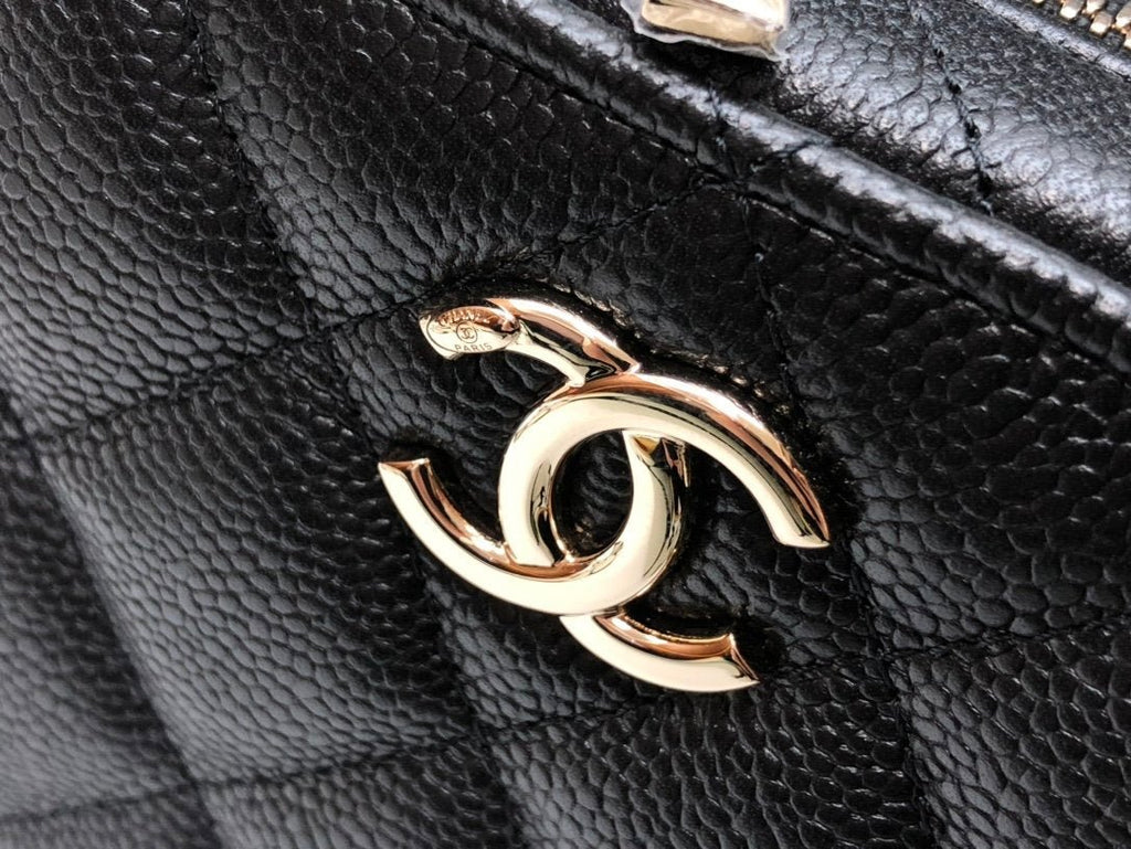 Chanel Shoulder Bag Top Handle With Chain 19cm Black