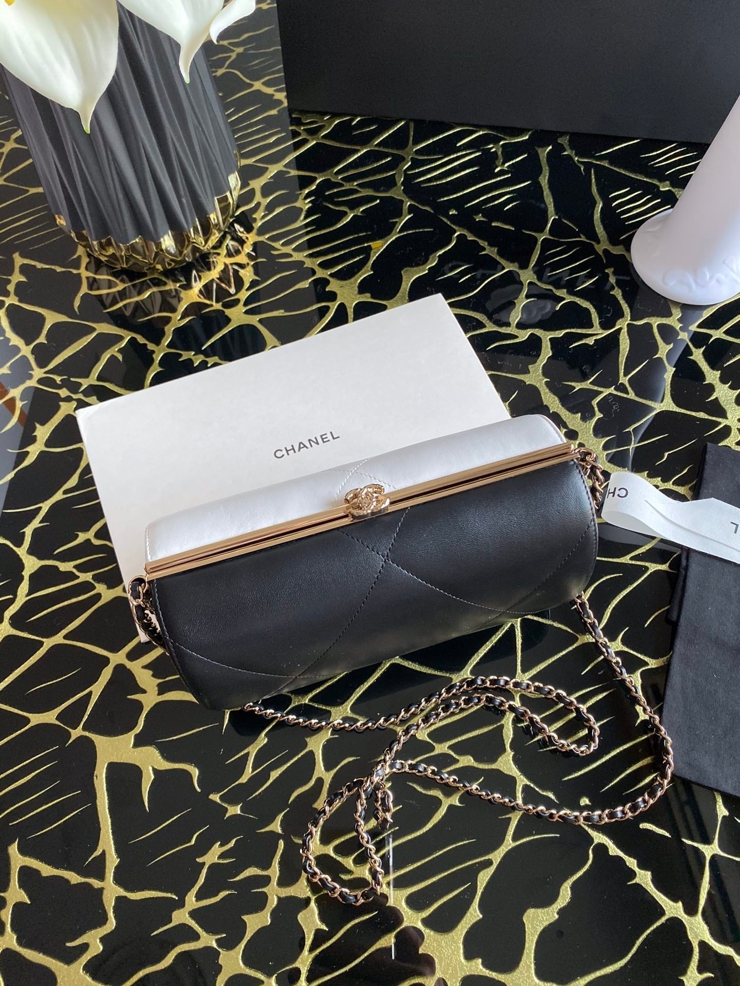Chanel Mini Evening Bag 22cm Black And White