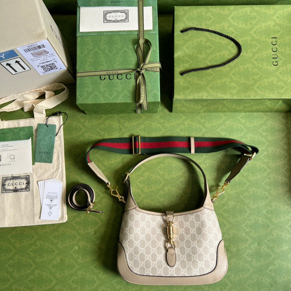 Gucci Jackie 1961 Small GG Shoulder Bag Beige For Women, Women’s Bags 11in/28cm