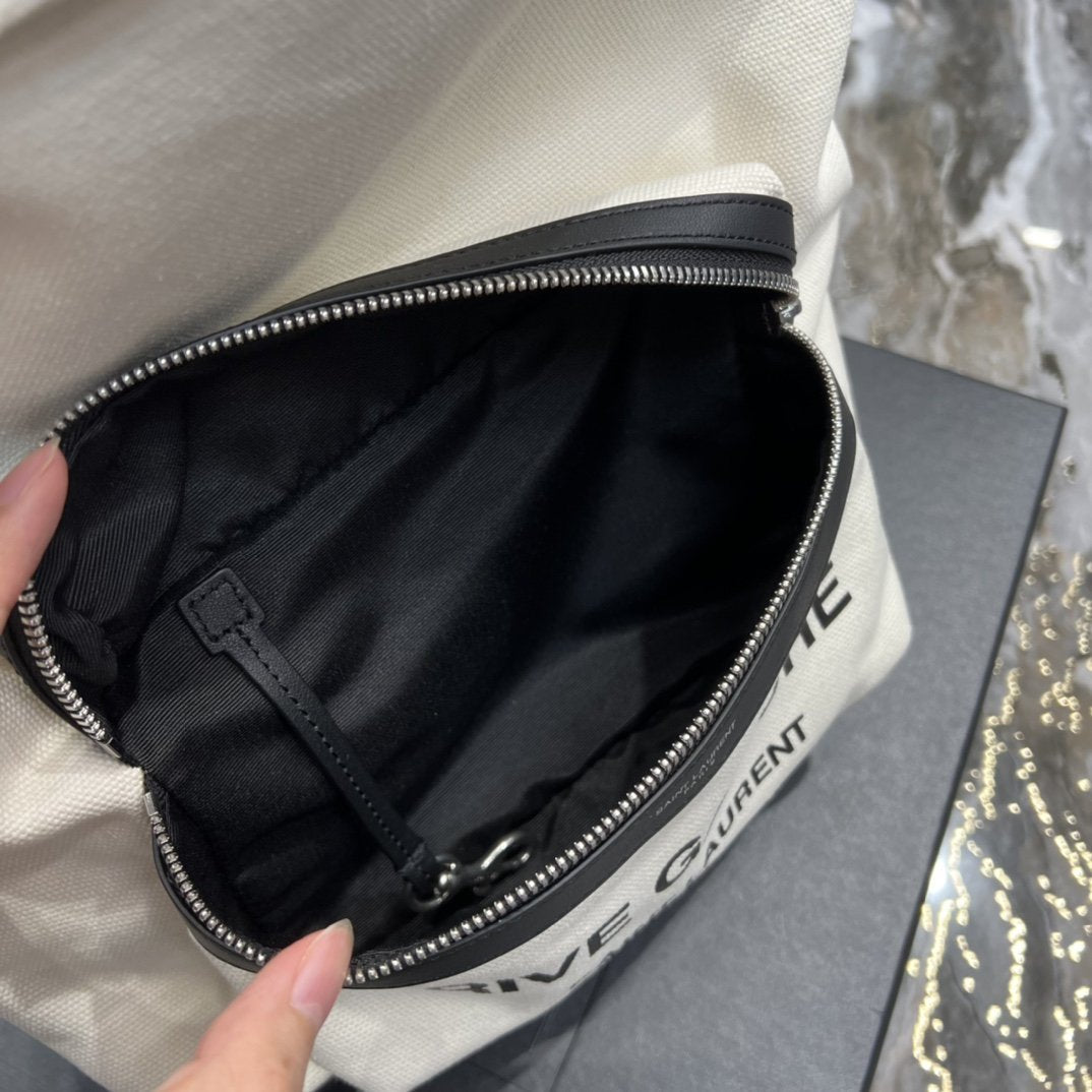 Saint Laurent City Backpack In Canvas Unisex 35cm White