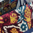 Christian Dior Multicolor Book Tote Paisley Embroidery 42cm