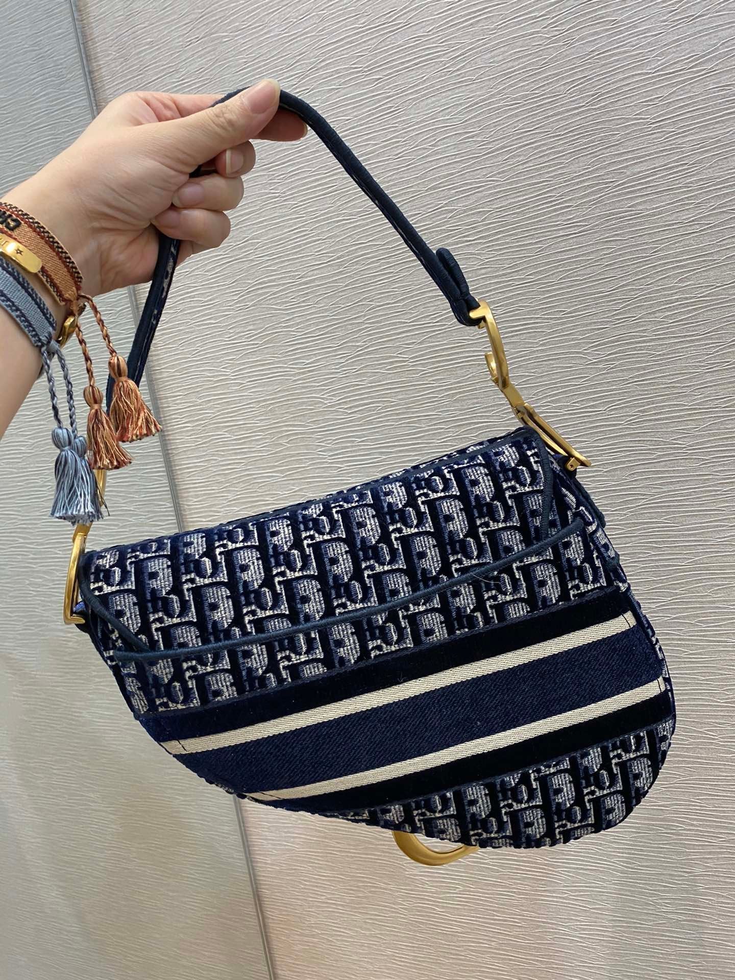 Christian Dior Blue Handle Bag 25cm