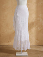 Celestial Lace Mermaid Maxi Skirt with elegant white lace panels