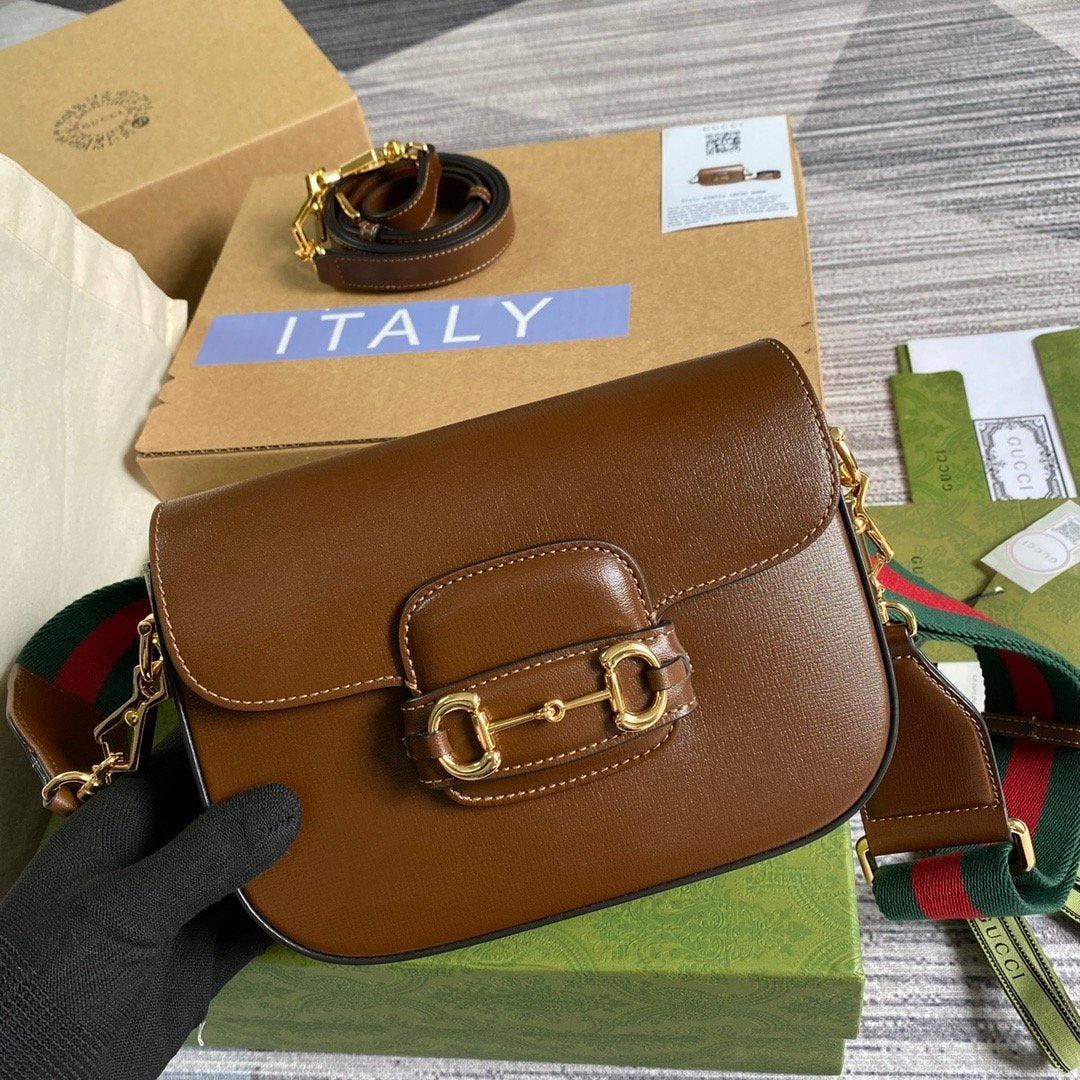 Gucci Horsebit 1955 GG Mini Bag Brown For Women, Women’s Bags 8in/21cm